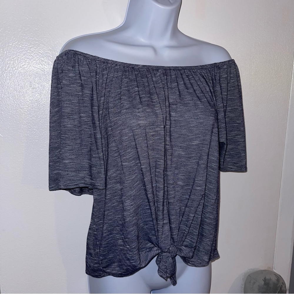 Light Navy Blue Blouse with White Lining .